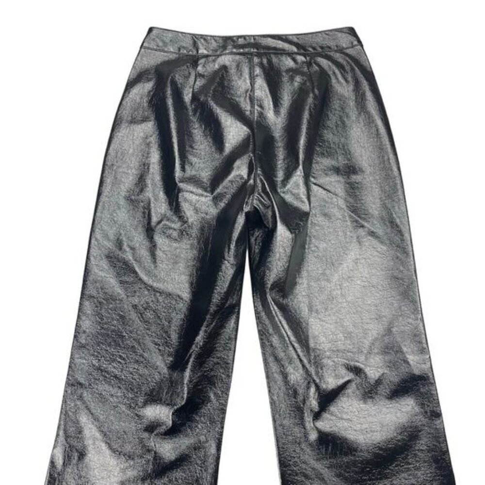Aritzia Wilfred Vegan Leather Vinyl High Rise Straight Pant In Black Size 6 - Picture 6 of 6